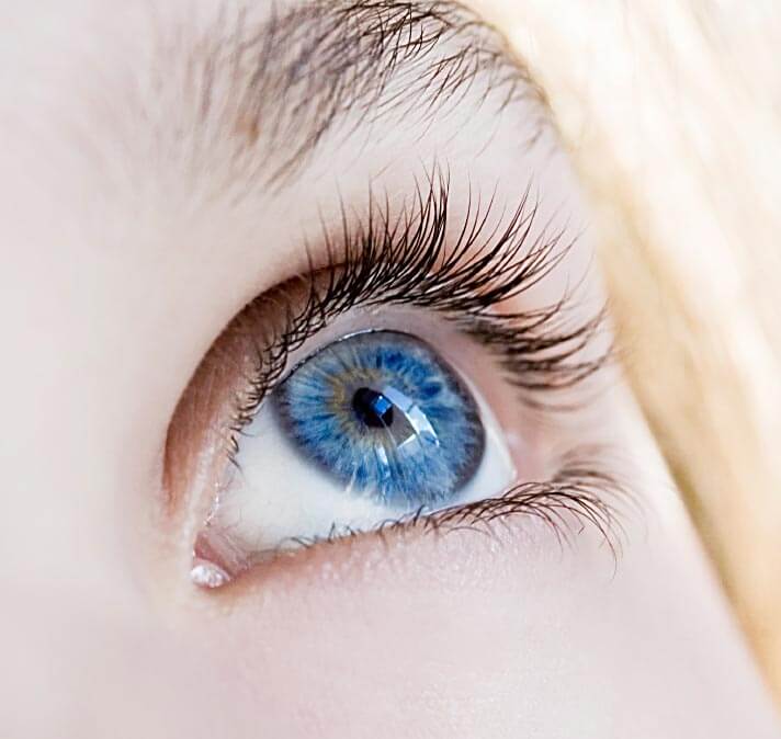 Closeup of woman's blue eye