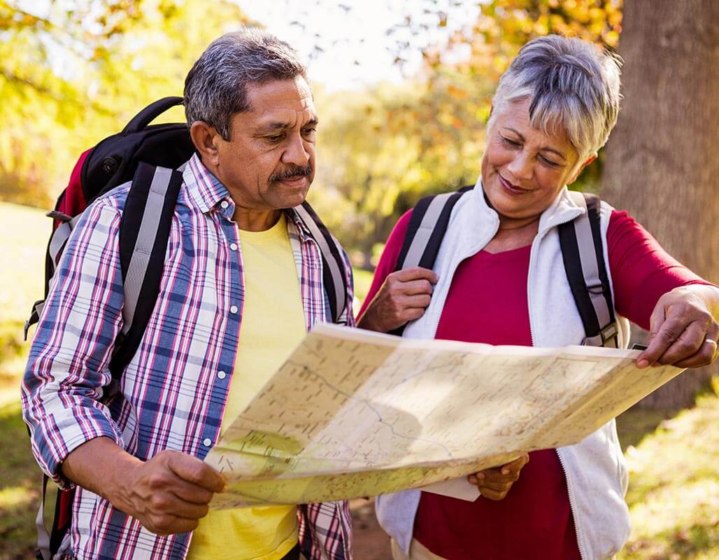 Senior couple on a hike